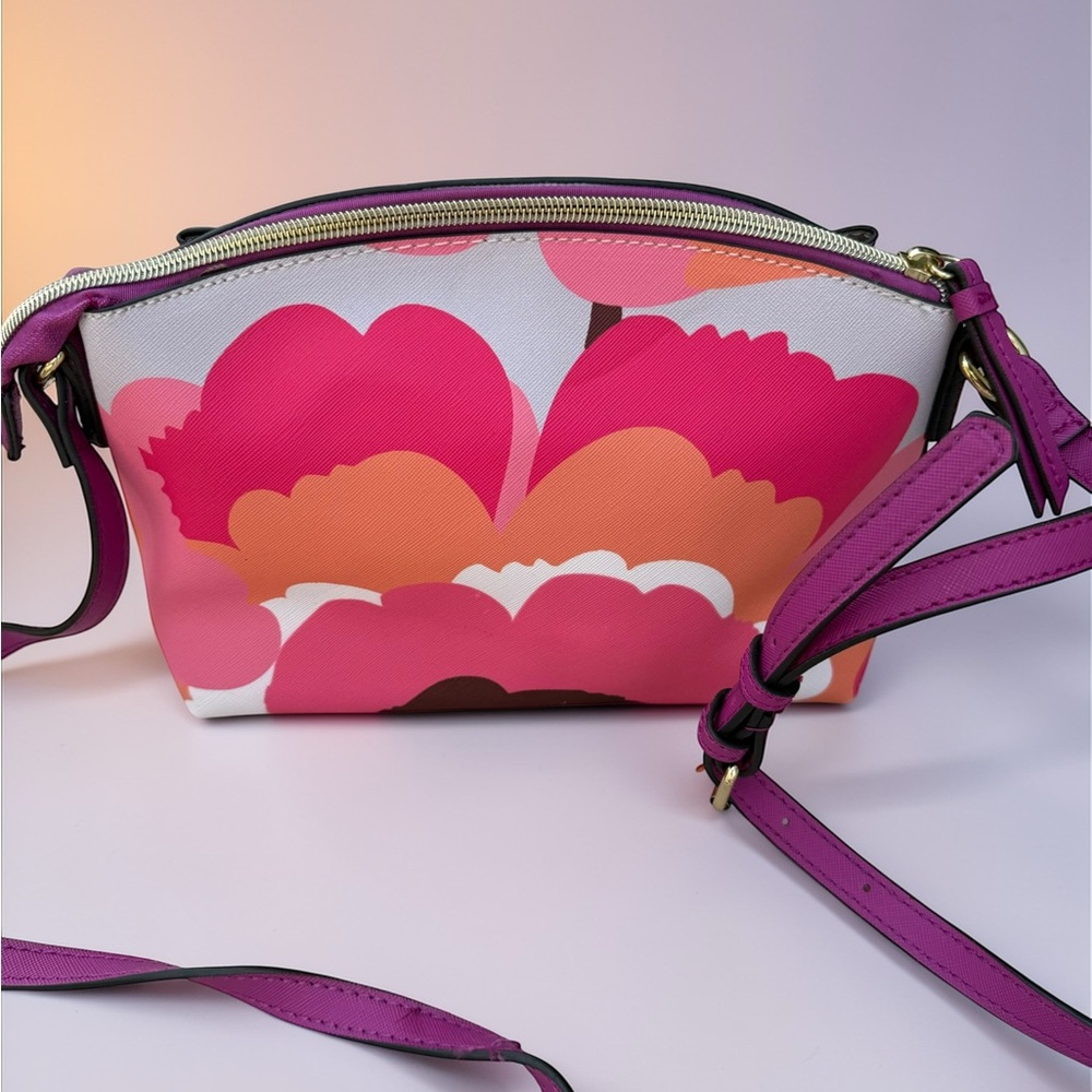 Trina Turk Wildflower Floral Plum Color Purse Satchel Shoulder/ Crossbody Bag - Picture 2 of 6